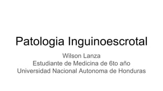Patologia Inguinoescrotal
Wilson Lanza
Estudiante de Medicina de 6to año
Universidad Nacional Autonoma de Honduras
 