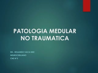 PATOLOGIA MEDULAR
NO TRAUMATICA
DR.- ROLANDO VACA DIEZ
NEUROCIRUJANO
CNS N°3
 