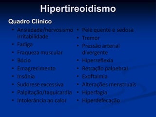 Hipertireoidismo
Quadro Clínico

 