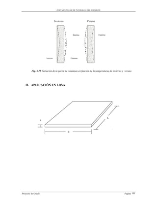 DOCUMENTO BASE DE PATOLOGIAS DEL HORMIGON




                                  Invierno                      Verano




                                                    Interno                Externo




                        Interno                   Externo




         Fig. 5.21 Variación de la pared de columnas en función de la temperaturas de invierno y verano




   II. APLICACIÓN EN LOSA




                                                                                     L
                    h



                                              B




Proyecto de Grado                                                                               Pagina 101
 