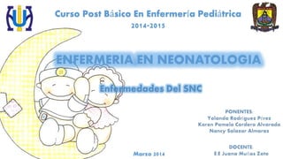 ENFERMERIA EN NEONATOLOGIA
Curso Post Básico En Enfermería Pediátrica
2014-2015
Marzo 2014
 