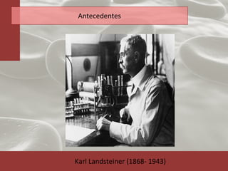 Antecedentes Karl Landsteiner (1868- 1943) 