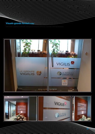 43, rue Championnet
59000 Lille
                                                                                                             Patrice Ribaut

patriceribaut@gmail.com                                                                                           portfolio



Visuels grands format (suite)
Identification graphique extérieure, vinyl givré et impression CMYK sur vinyl blanc. Montage plexiglass...




                                                                                                                        18
 