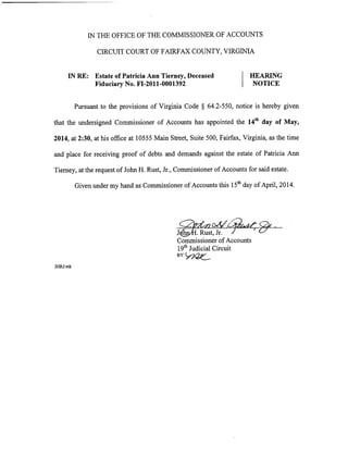 Patricia Ann Tierney Hearing Notice