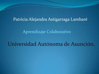 Patricia Alejandra Astigarraga Lambaré

      Aprendizaje Colaborativo

Universidad Autónoma de Asunción.
 