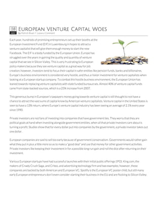 Patrick Bruen on European Venture Capital Woes