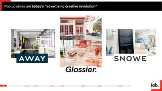 Pop-up stores are today’s “advertising creative revolution”
33 Sources: RISNews.com, 11/28/18 and 11/12/18; CNTraveler.com...