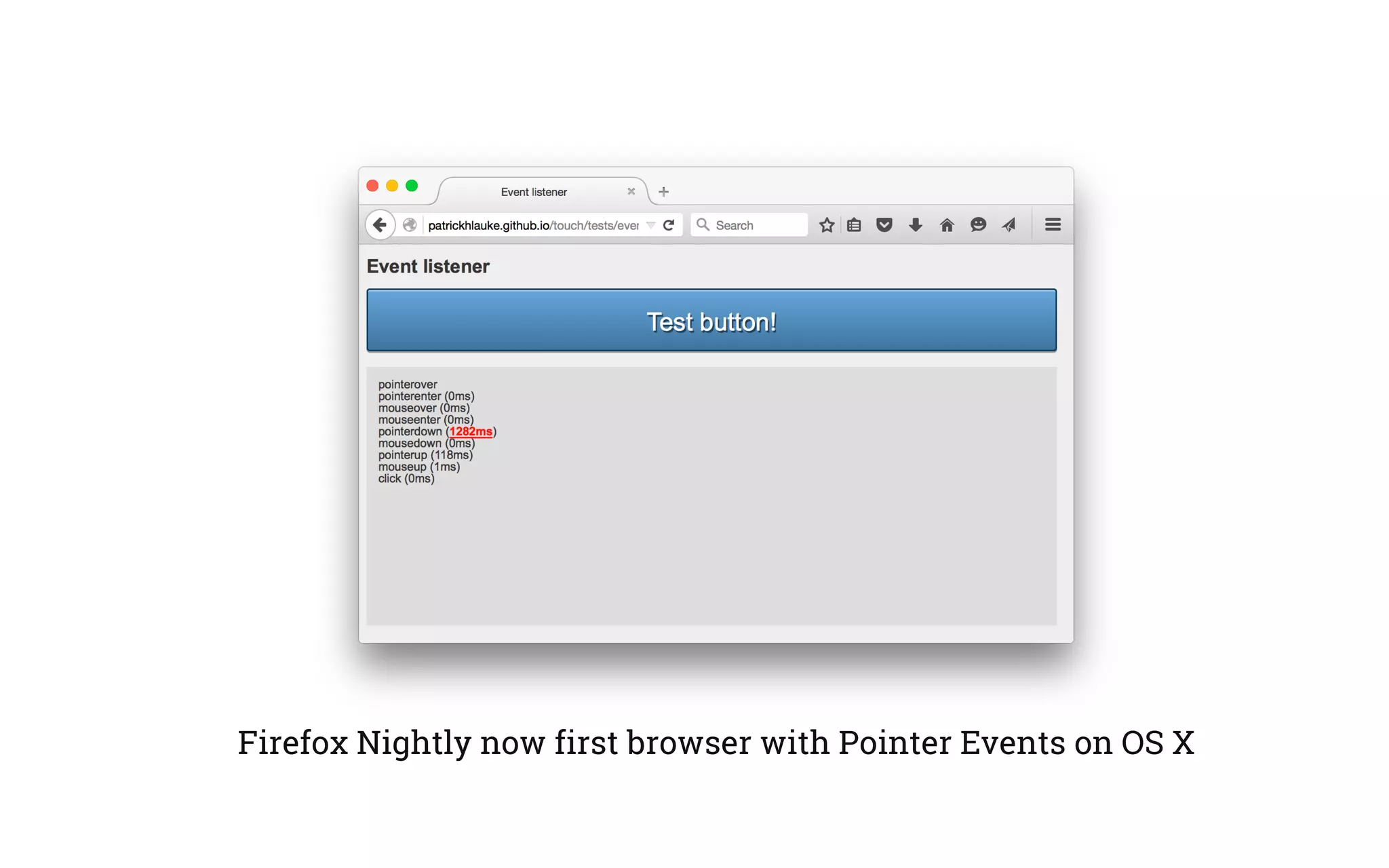 Firefox Nightly now first browser with Pointer Events on OS X
 