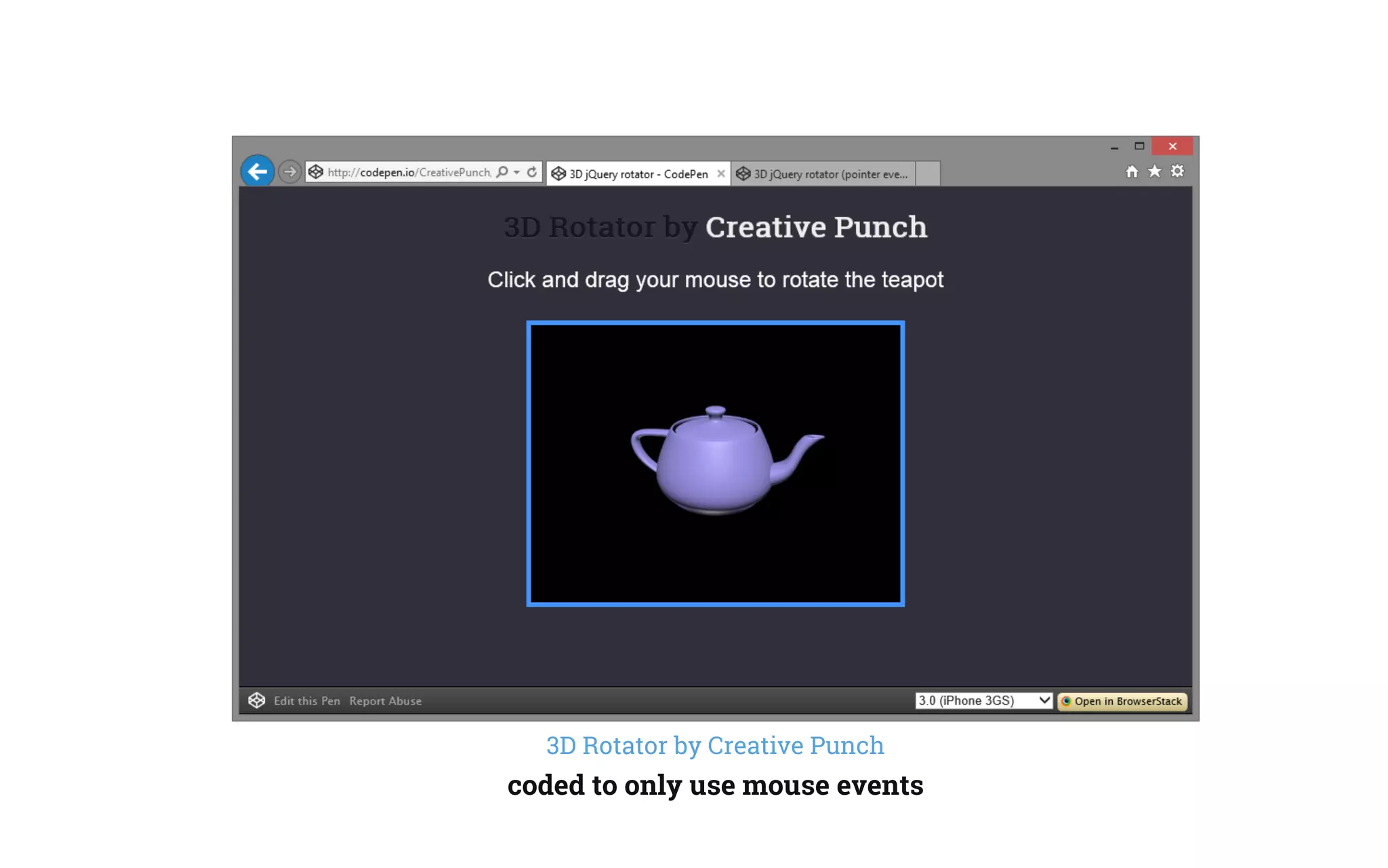 3D Rotator by Creative Punch
coded to only use mouse events
 