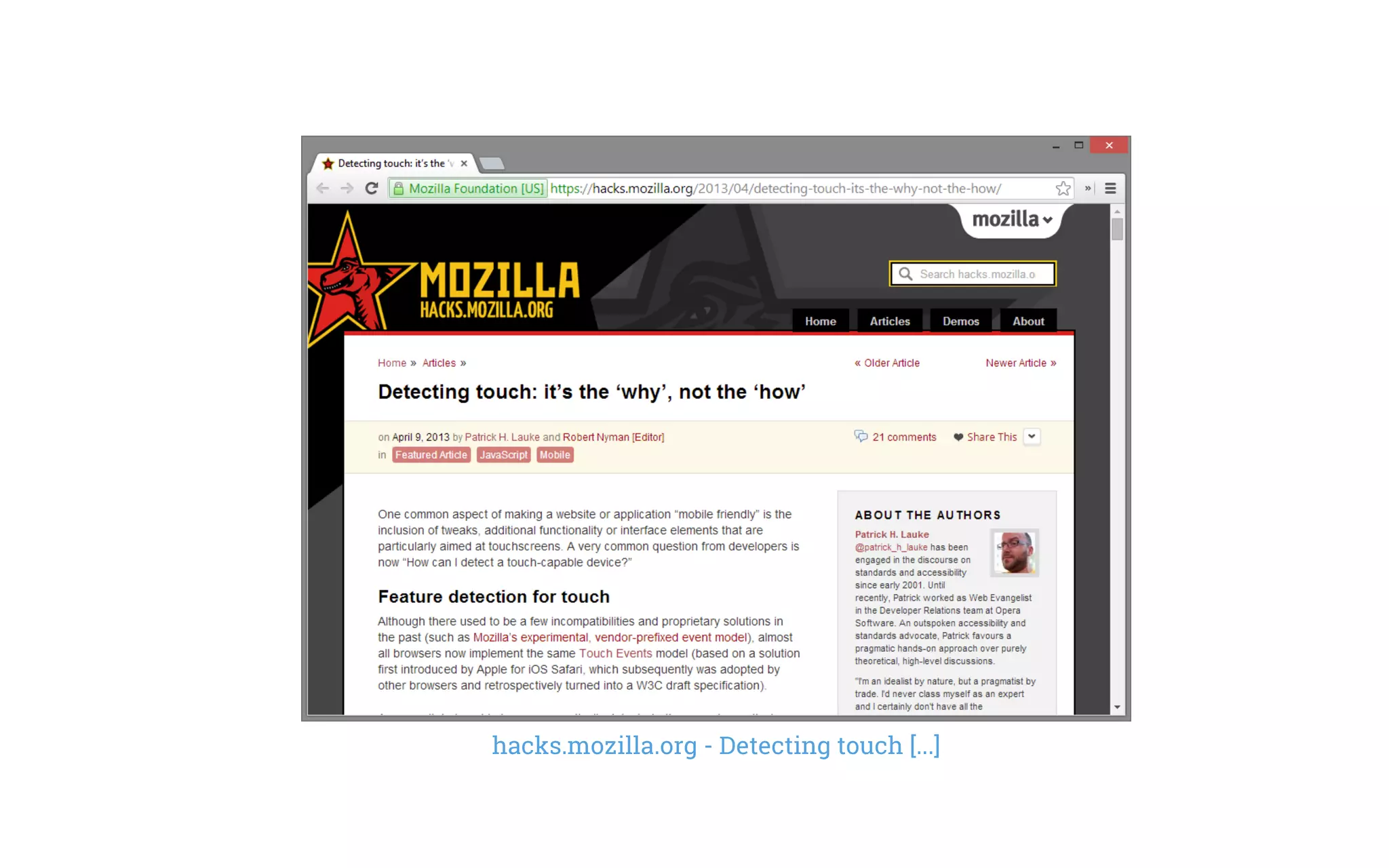 hacks.mozilla.org - Detecting touch [...]
 