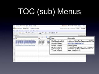 TOC (sub) Menus
 