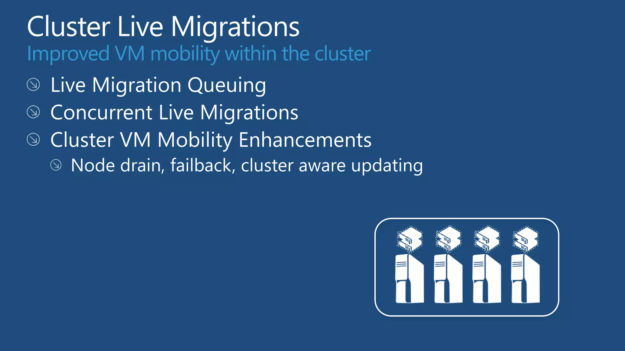 Improved VM mobility within the cluster
 
