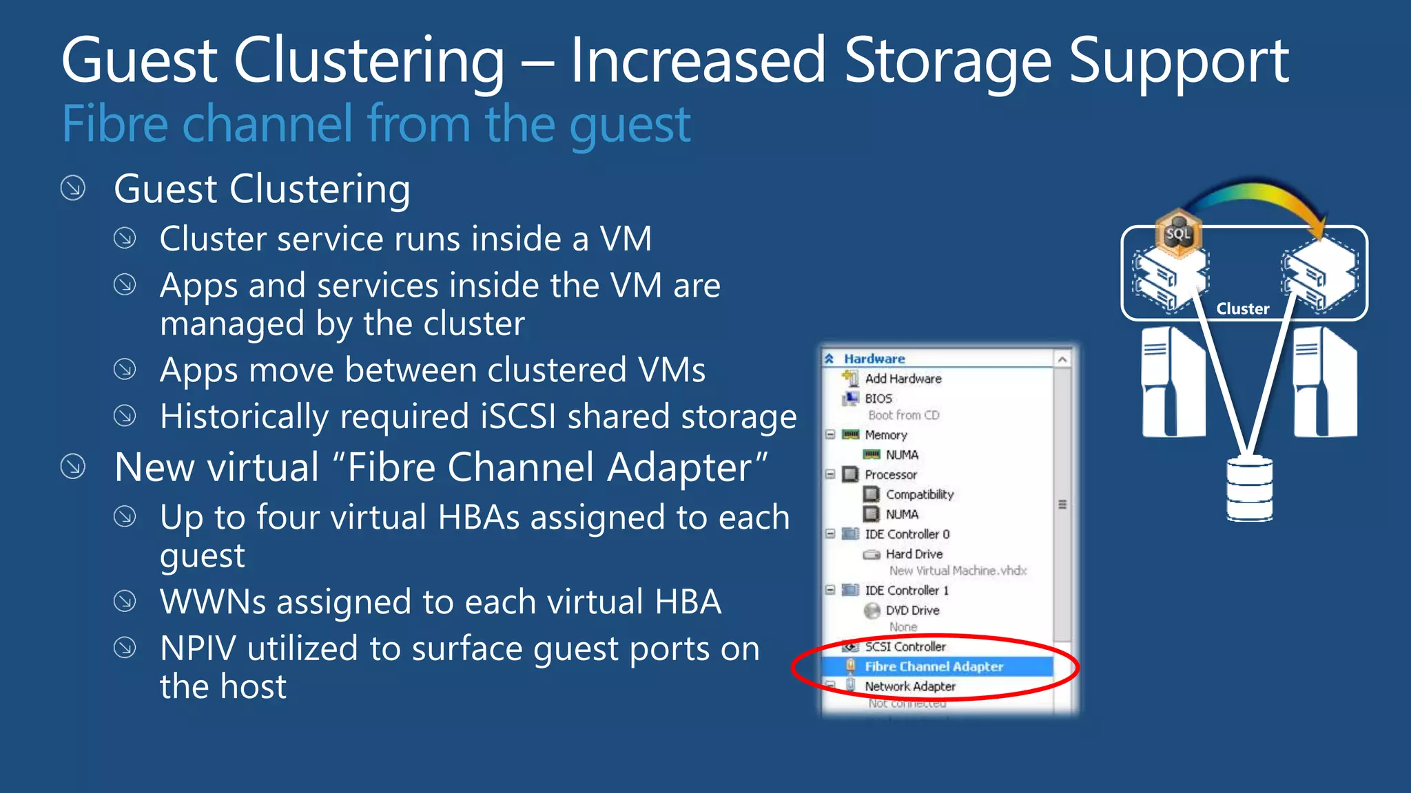 Fibre channel from the guest


                               Cluster
 