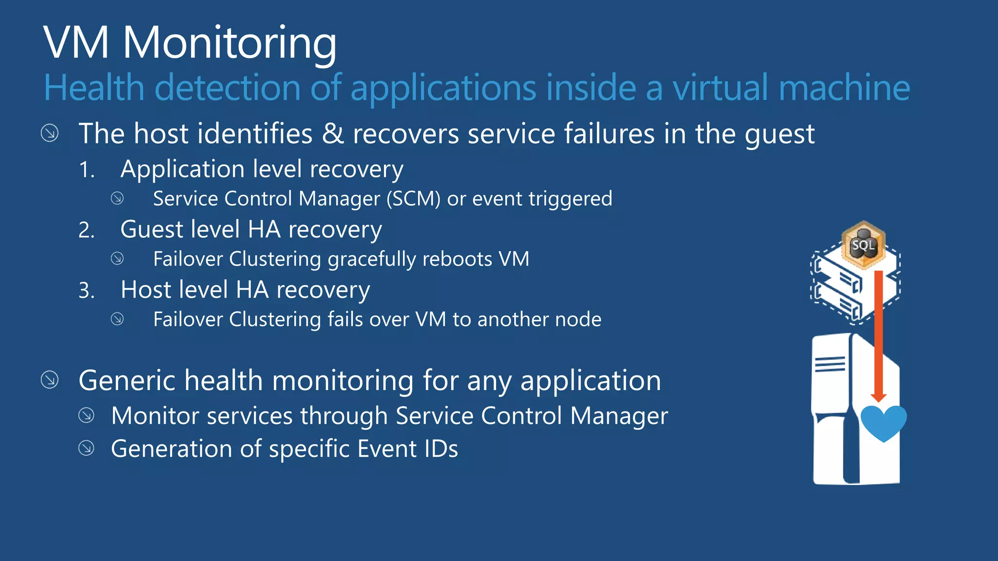 Health detection of applications inside a virtual machine
 