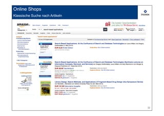 Online Shops
Klassische Suche nach Artikeln




                                 32
 