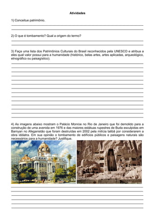 Atividade sobre Patrimônio Cultural da Humanidade.docx