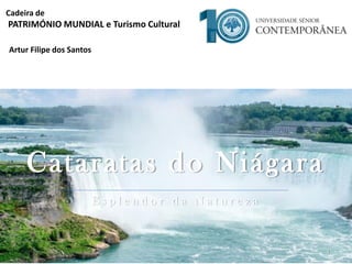 1
Cadeira de
PATRIMÓNIO MUNDIAL e Turismo Cultural
Artur Filipe dos Santos
Cataratas do Niágara
E s p l e n d o r d a N a t u r e z a
 