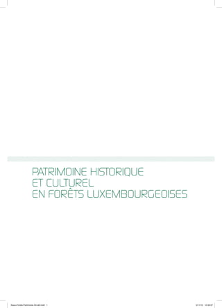PATRIMOINE HISTORIQUE
ET CULTUREL
EN FORÊTS LUXEMBOURGEOISES
Eaux+Forets-Patrimoine A4-def.indd 1 5/11/10 12:48:37
 