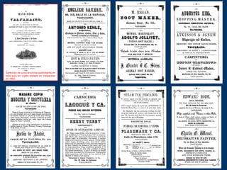 Selección de unos anuncios publicitarios en
esta guía en inglés editada en Valparaíso
en 1862.
 