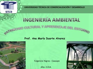 Prof. Ana María Duarte Alvarez
Fulgencio Yegros - Caazapá
Año: 2.014.
UNIVERSIDAD TÉCNICA DE COMERCIALIZACIÓN Y DESARROLLO
 