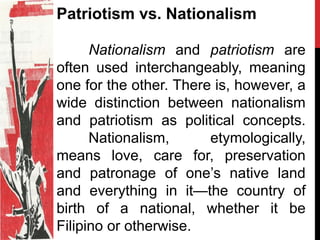 Patriotism and nationalism | PPTX