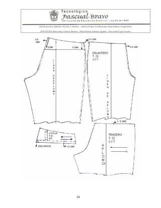 TECNOLOGIA DISEÑO TEXTIL Y MODA – ASIGNATURA: PATRONAJE INDUSTRIAL FEMENINO
DOCENTES: Maria Isleny Valencia Martínez - Diana Patricia Valbuena Agudelo - Dora Isabel Lopez Fuentes
54
 