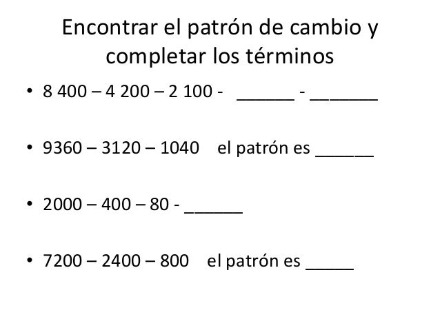 Patrones decrecientes con división