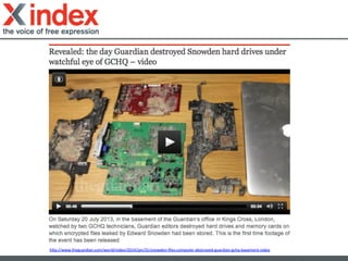 h'p://www.theguardian.com/world/video/2014/jan/31/snowden-­‐ﬁles-­‐computer-­‐destroyed-­‐guardian-­‐gchq-­‐basement-­‐video	
  	
  
 