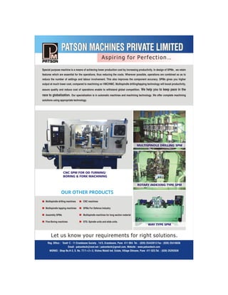 Patson Machines Private Limitead, Pune, durable boring machine
