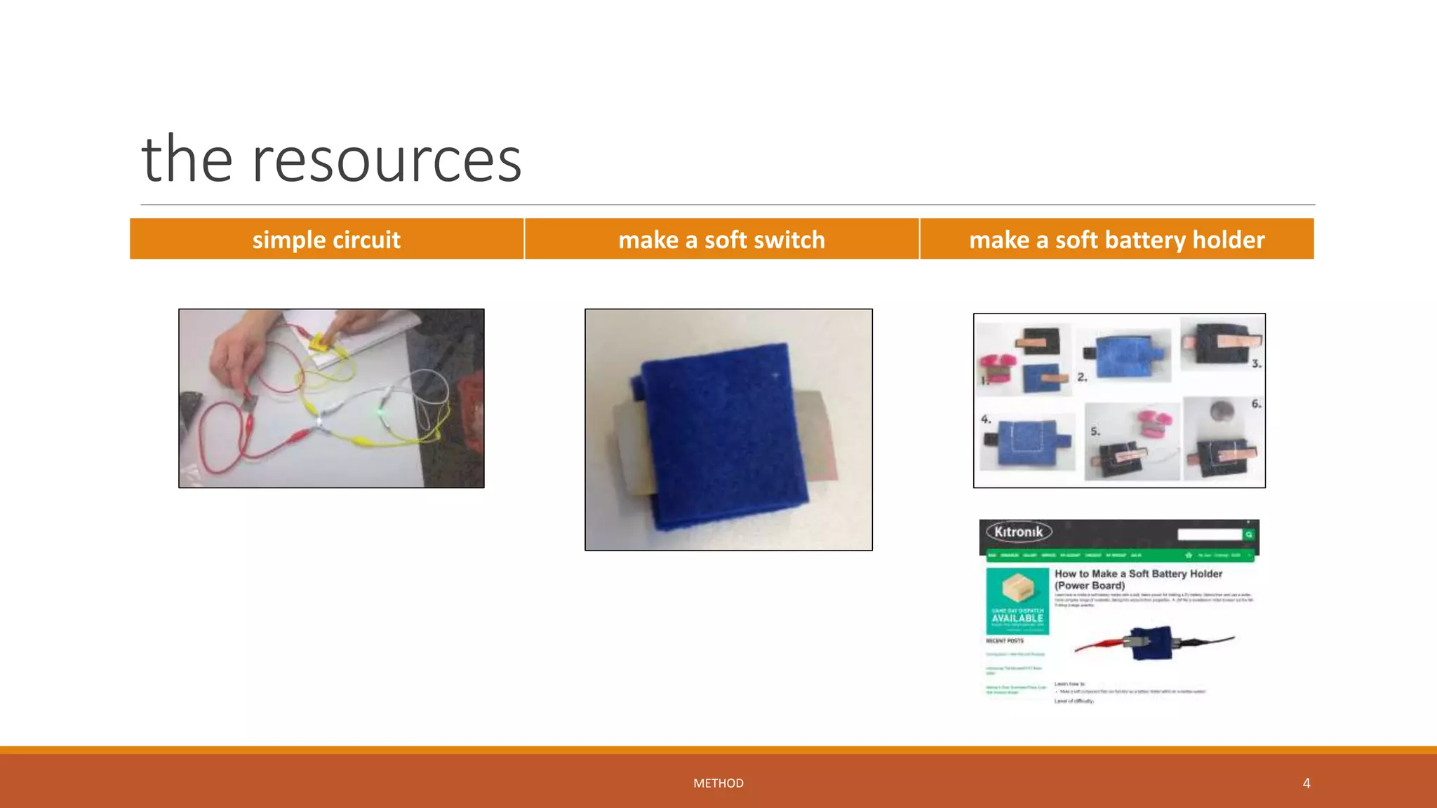 the resources
simple circuit make a soft switch make a soft battery holder
METHOD 4
 
