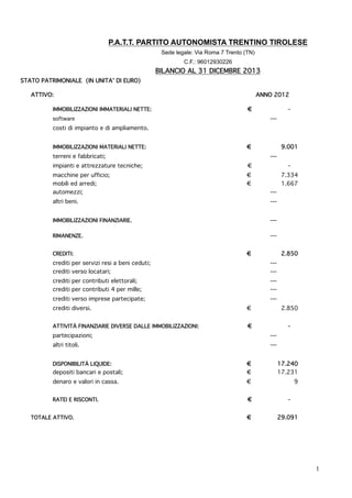 PATT bilancio 2013