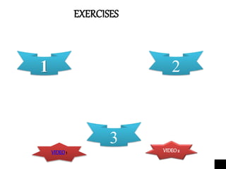 EXERCISES
1
3
2
VIDEO1 VIDEO2
 