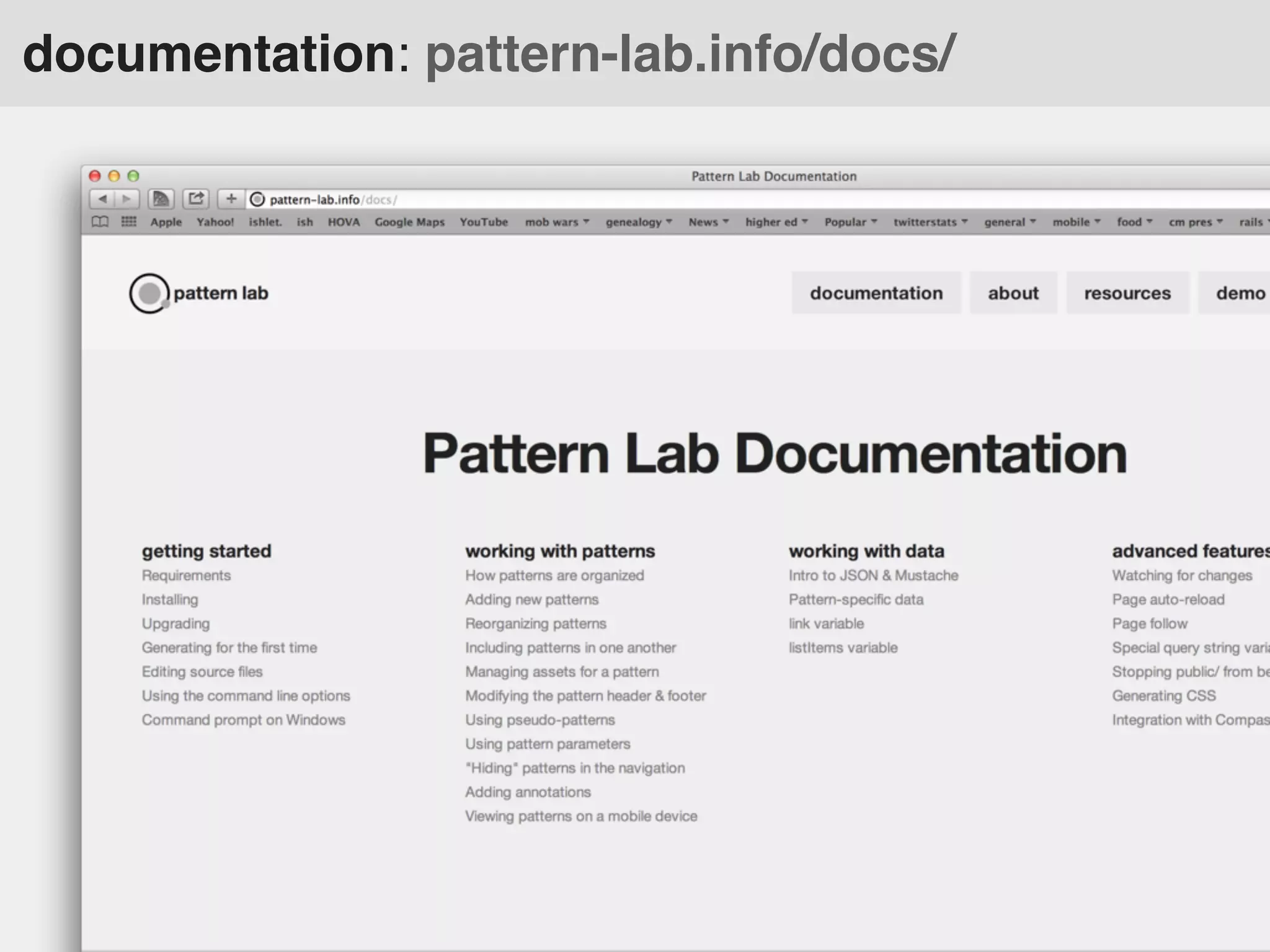documentation: pattern-lab.info/docs/

 