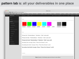 pattern lab is: all your deliverables in one place

 