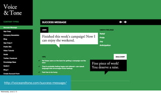 http://voiceandtone.com/success-message/
Wednesday, June 3, 15
 