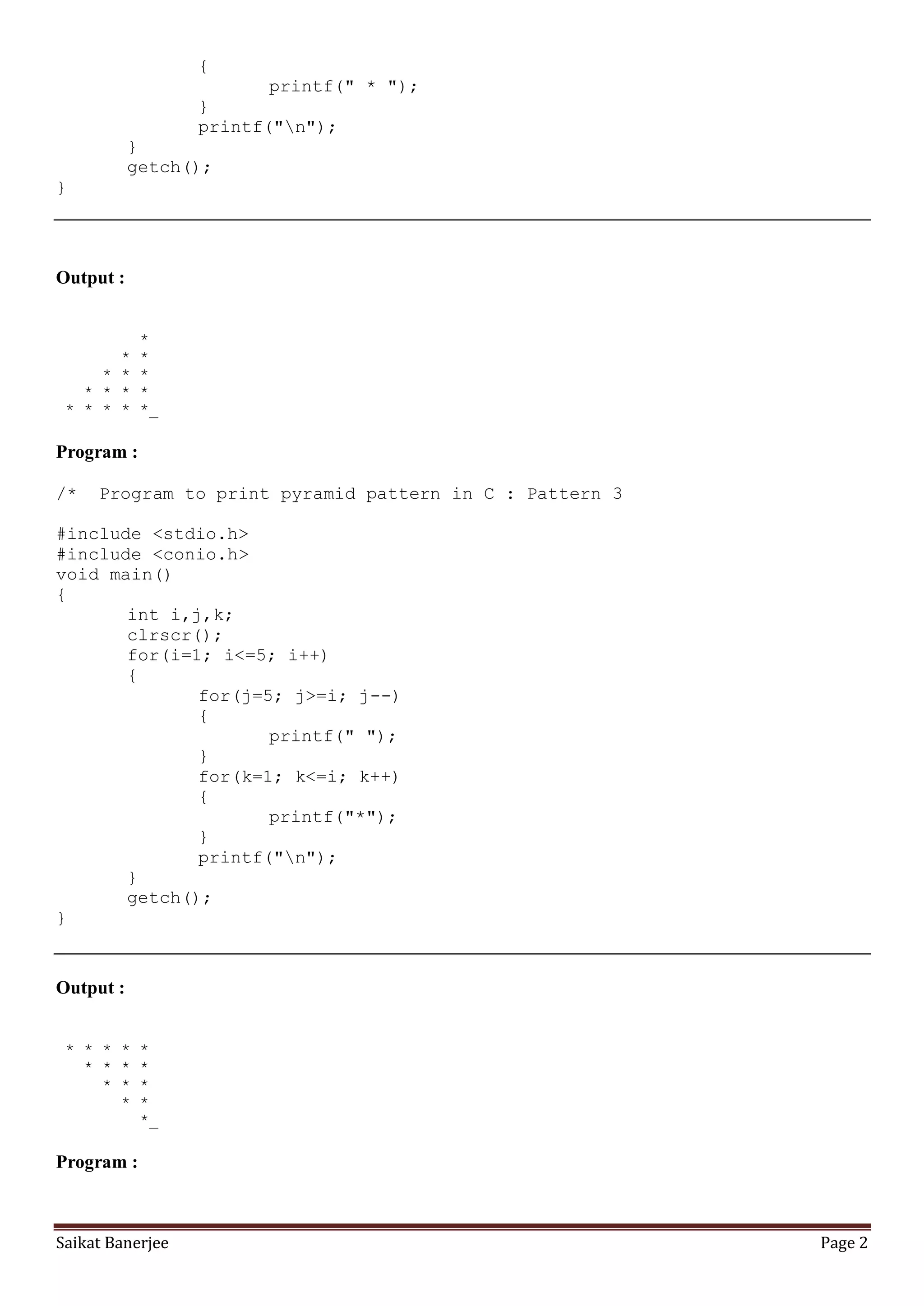 pattern-printing-in-c.pdf | Programming Languages | Computing