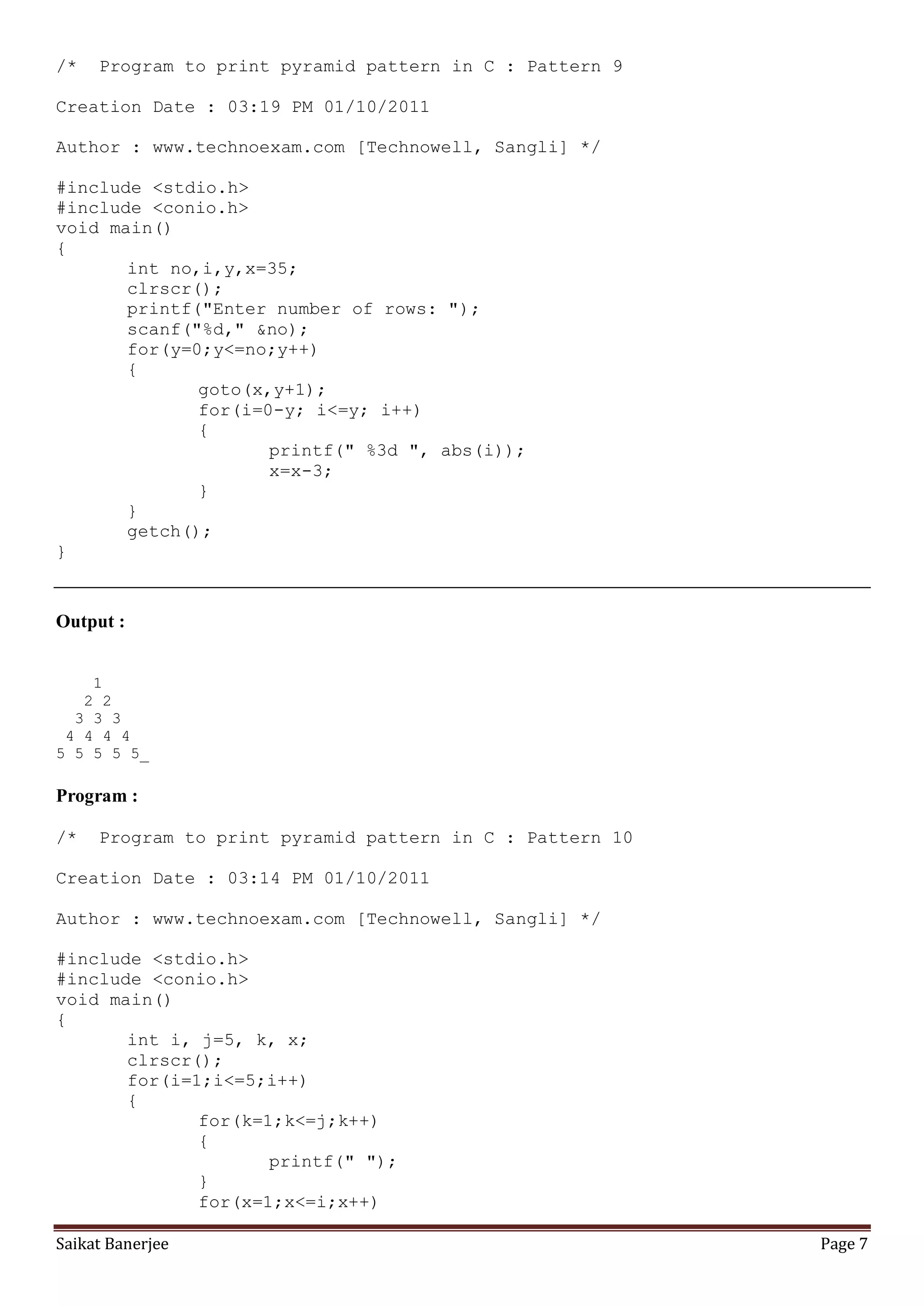 pattern-printing-in-c.pdf | Programming Languages | Computing
