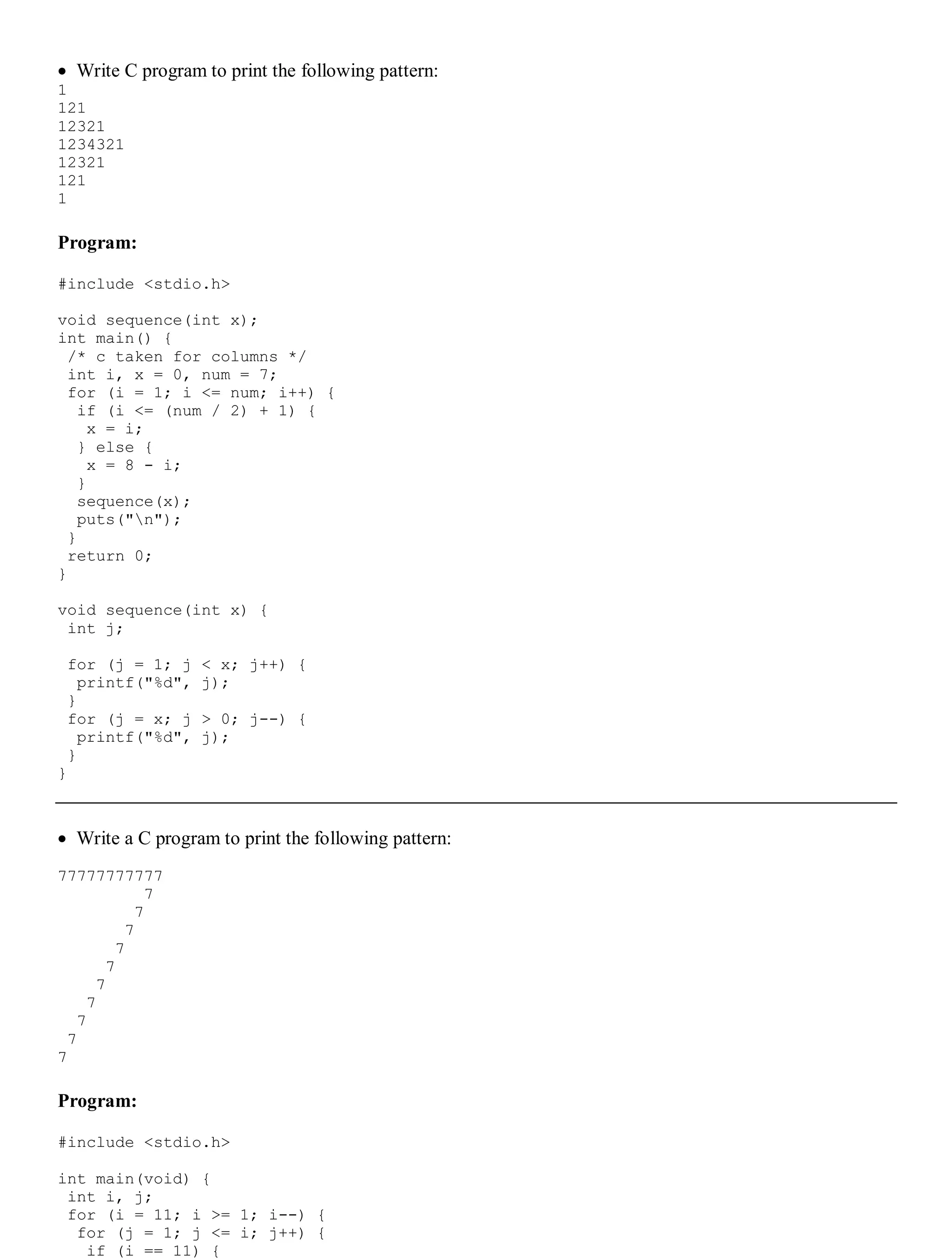 Pattern printing-in-c(Jaydip Kikani) | PDF