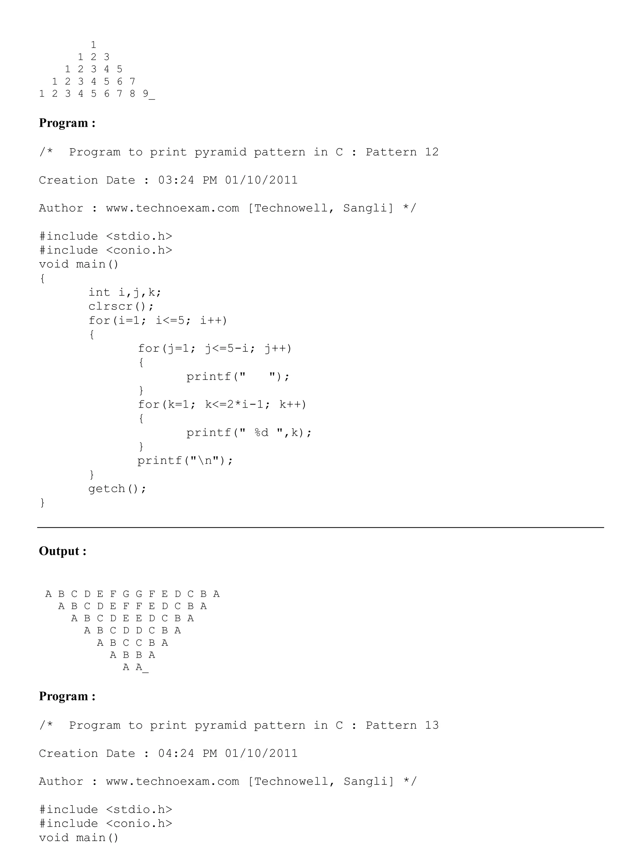 Pattern printing-in-c(Jaydip Kikani) | PDF