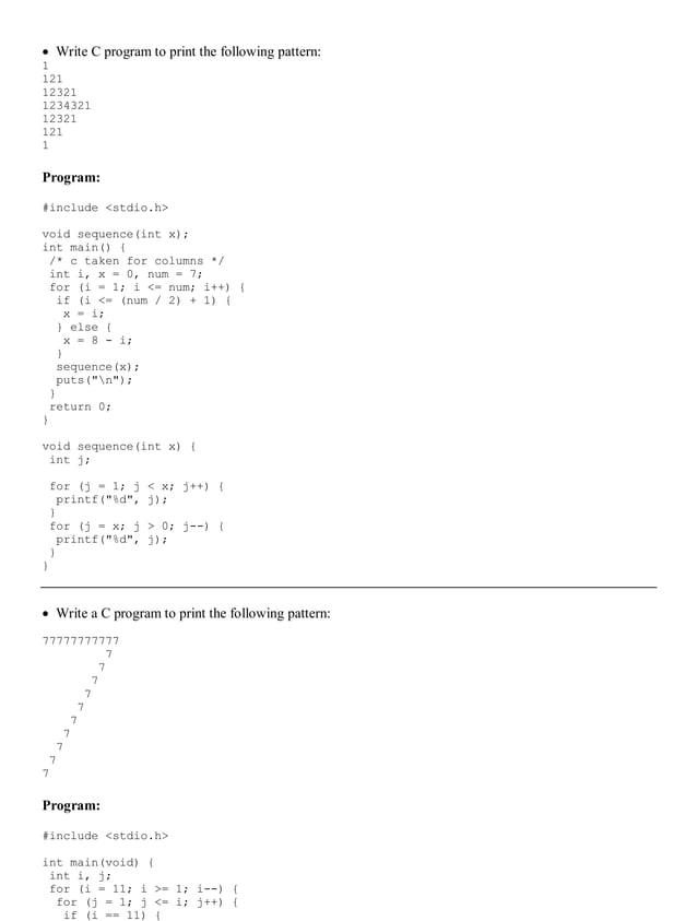 Pattern printing-in-c(Jaydip Kikani) | PDF