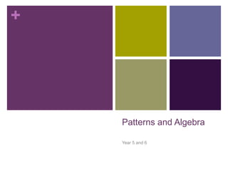 +
Patterns and Algebra
Year 5 and 6
 