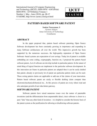 Pattern based software patent