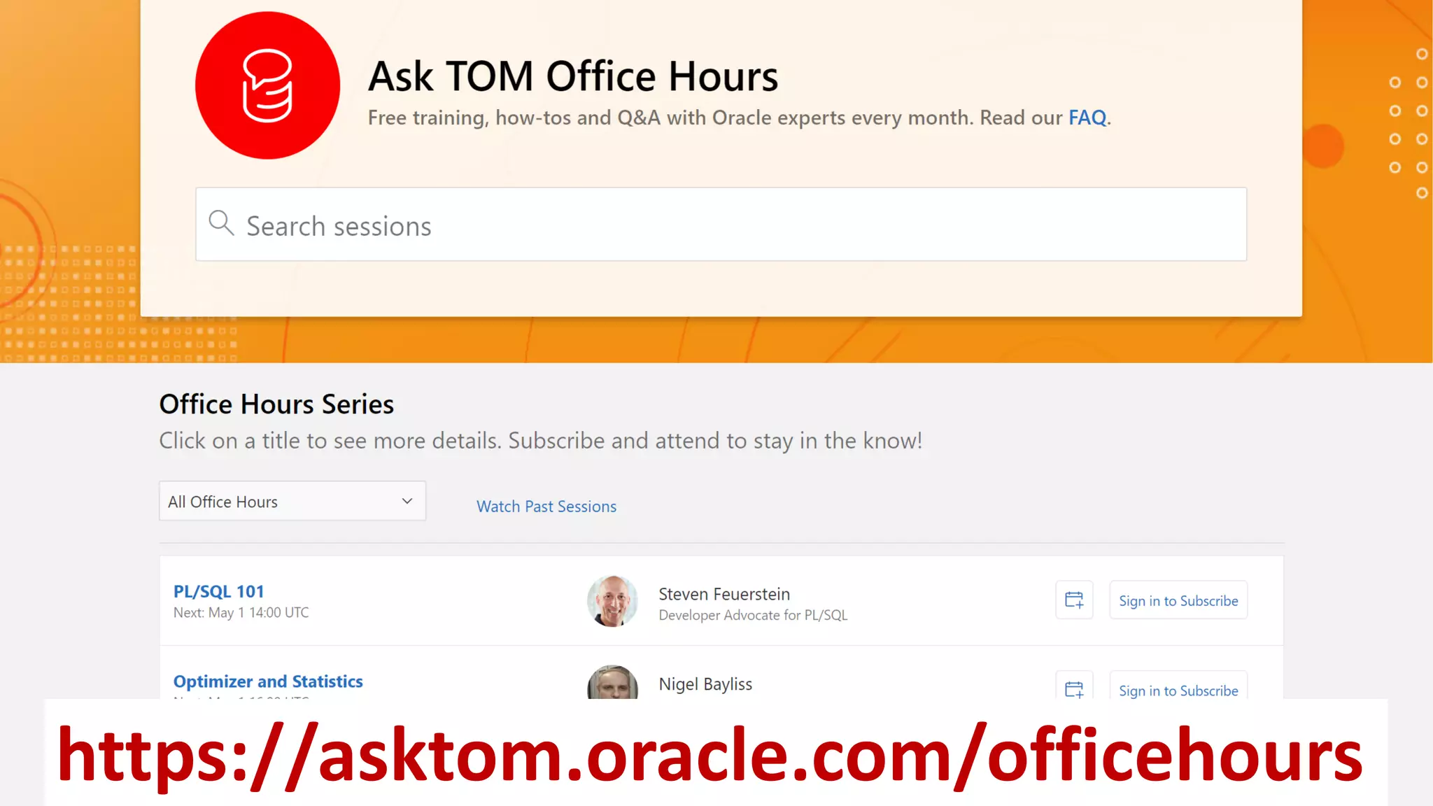 Copyright © 2018, Oracle and/or its affiliates. All rights reserved.
https://asktom.oracle.com/officehours
 