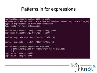 Patterns in for expressions
 