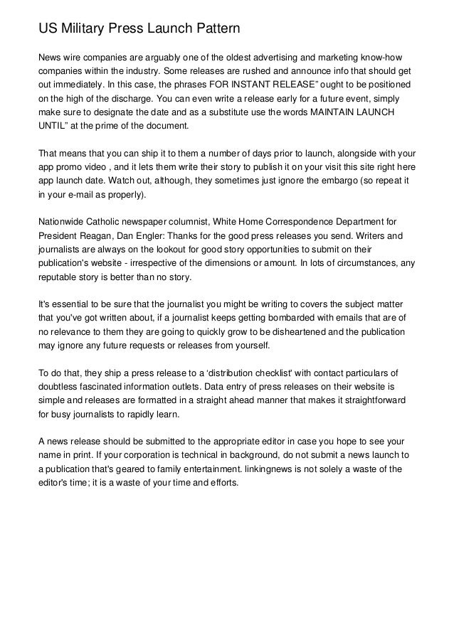 Us Military Press Launch Pattern