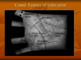Contd. Feature of palm print
 