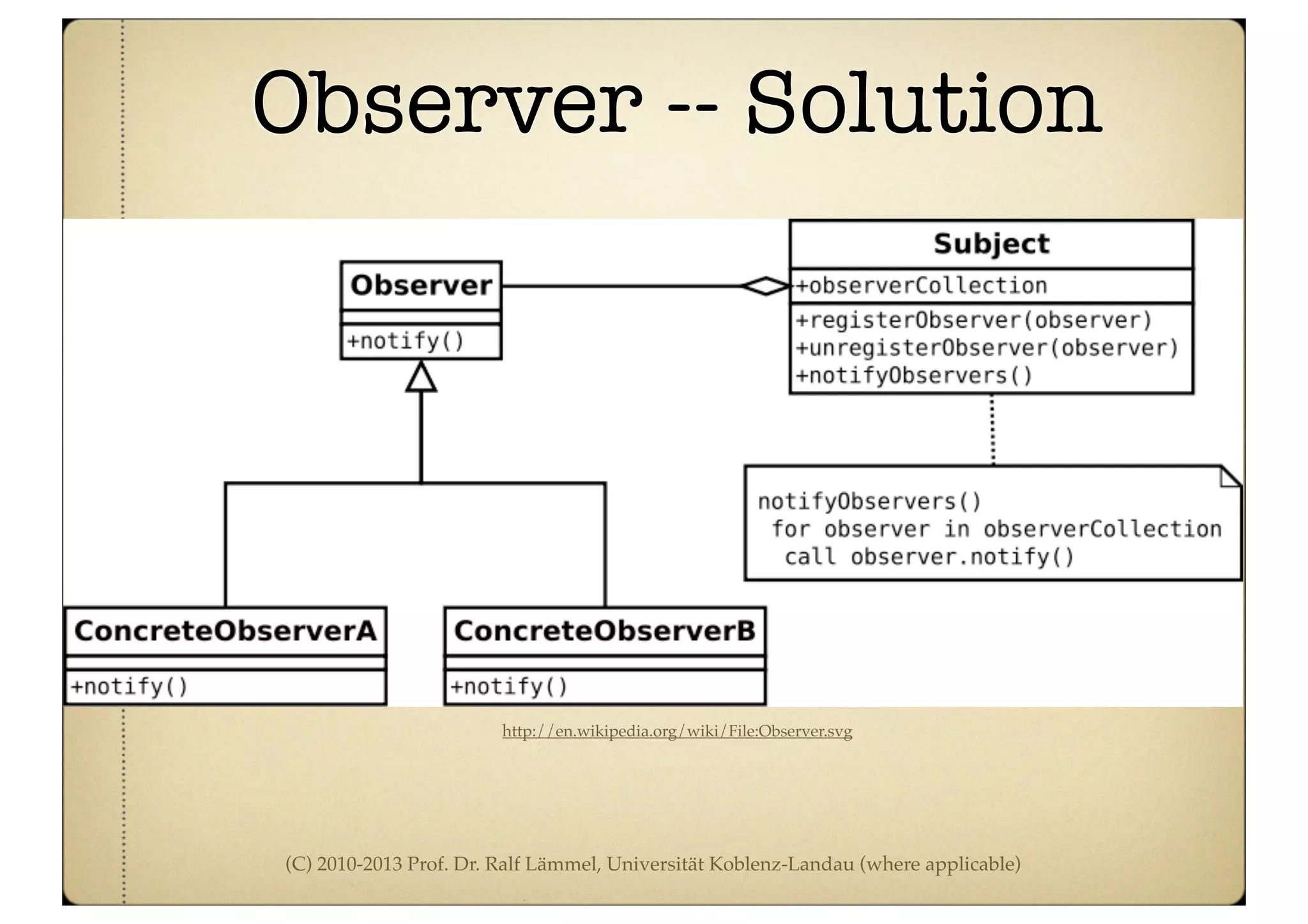(C) 2010-2013 Prof. Dr. Ralf Lämmel, Universität Koblenz-Landau (where applicable)
Observer -- Solution
http://en.wikipedia.org/wiki/File:Observer.svg
 