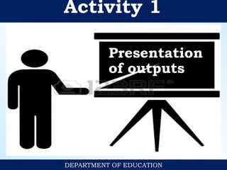 Activity 1
DEPARTMENT OF EDUCATION
Presentation
of outputs
 