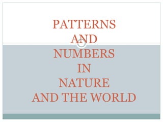 PATTERNS
AND
NUMBERS
IN
NATURE
AND THE WORLD
 