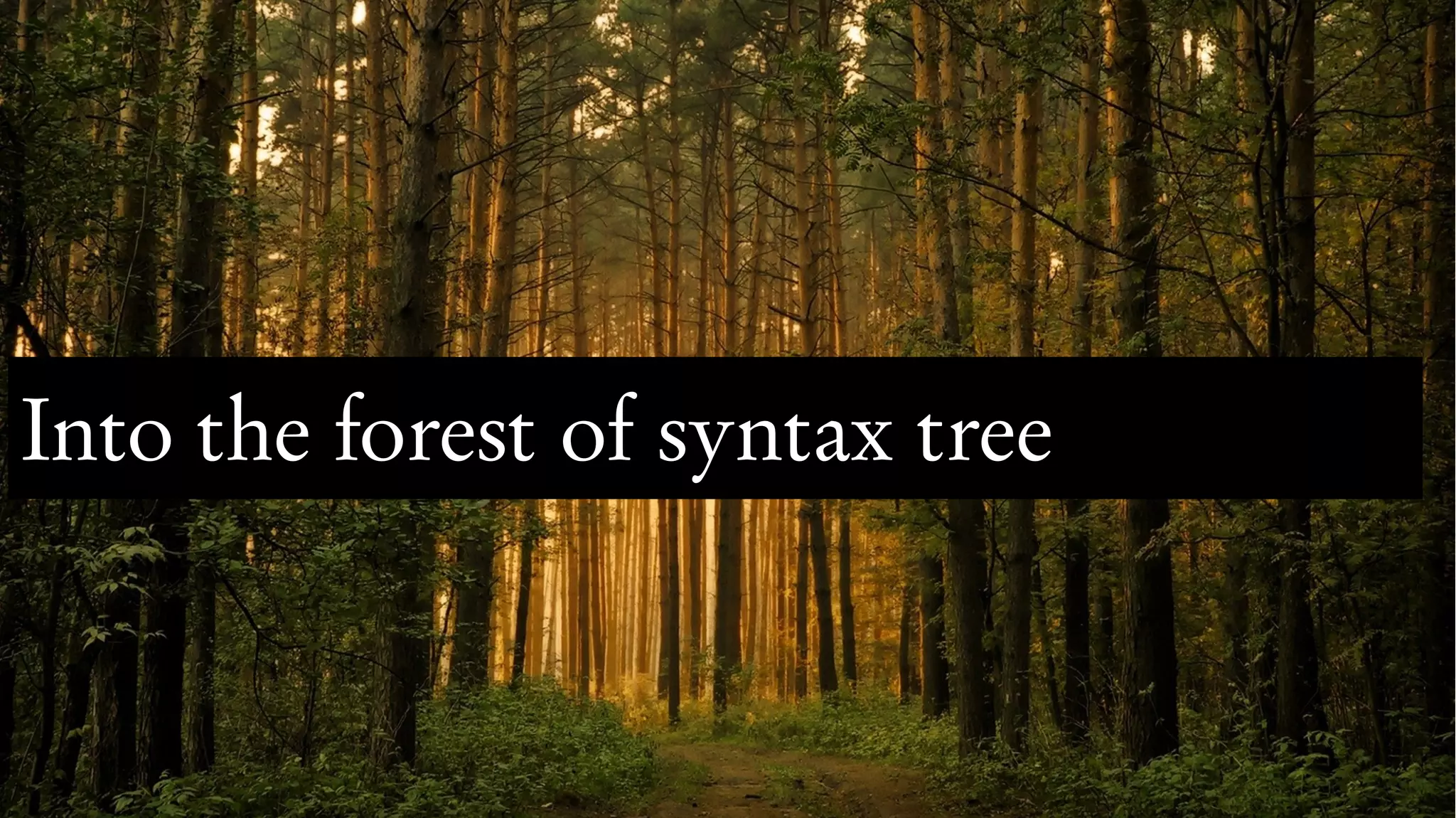 Into the forest of syntax tree
 